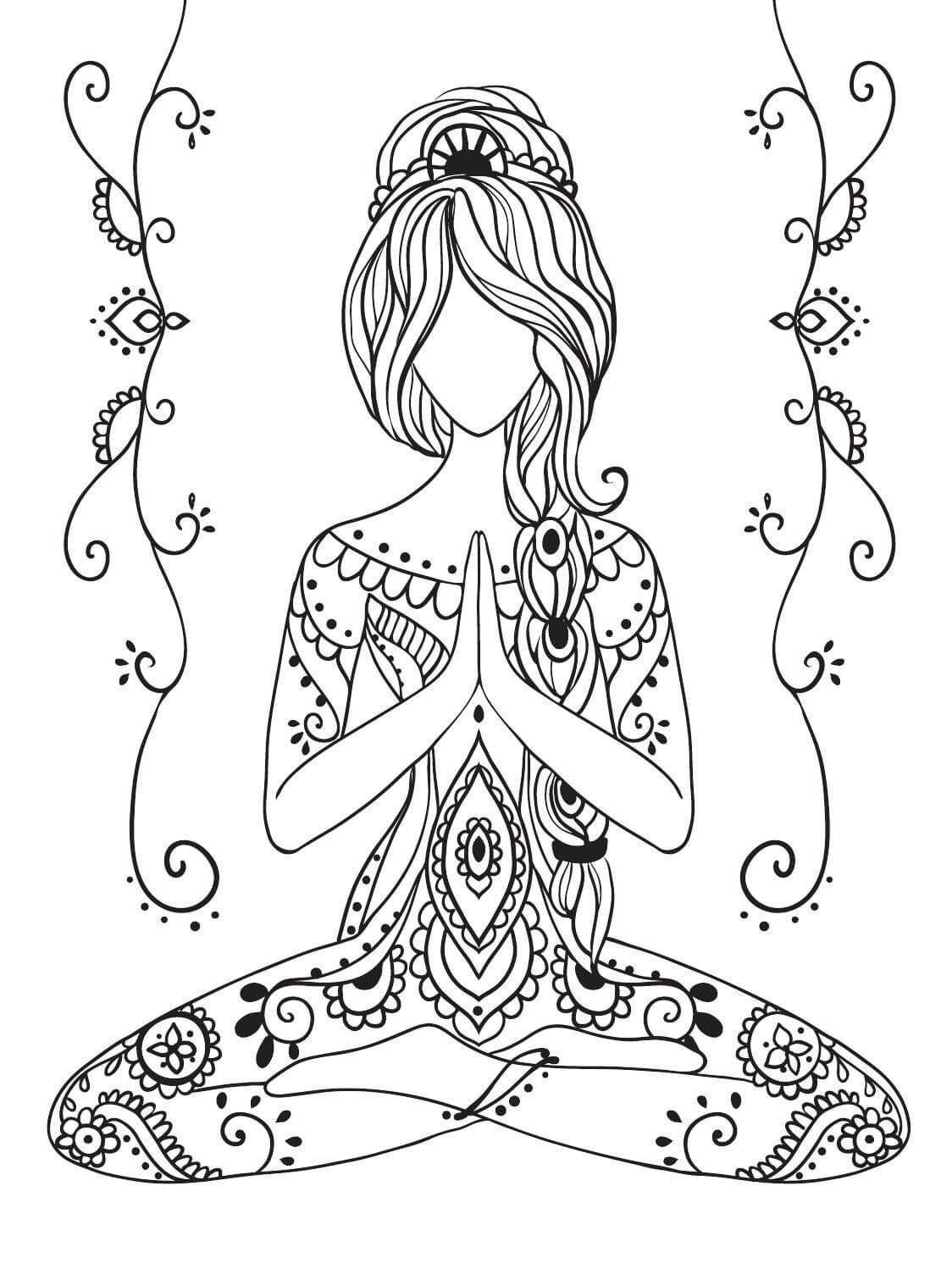Pretty Yoga Coloring Pages