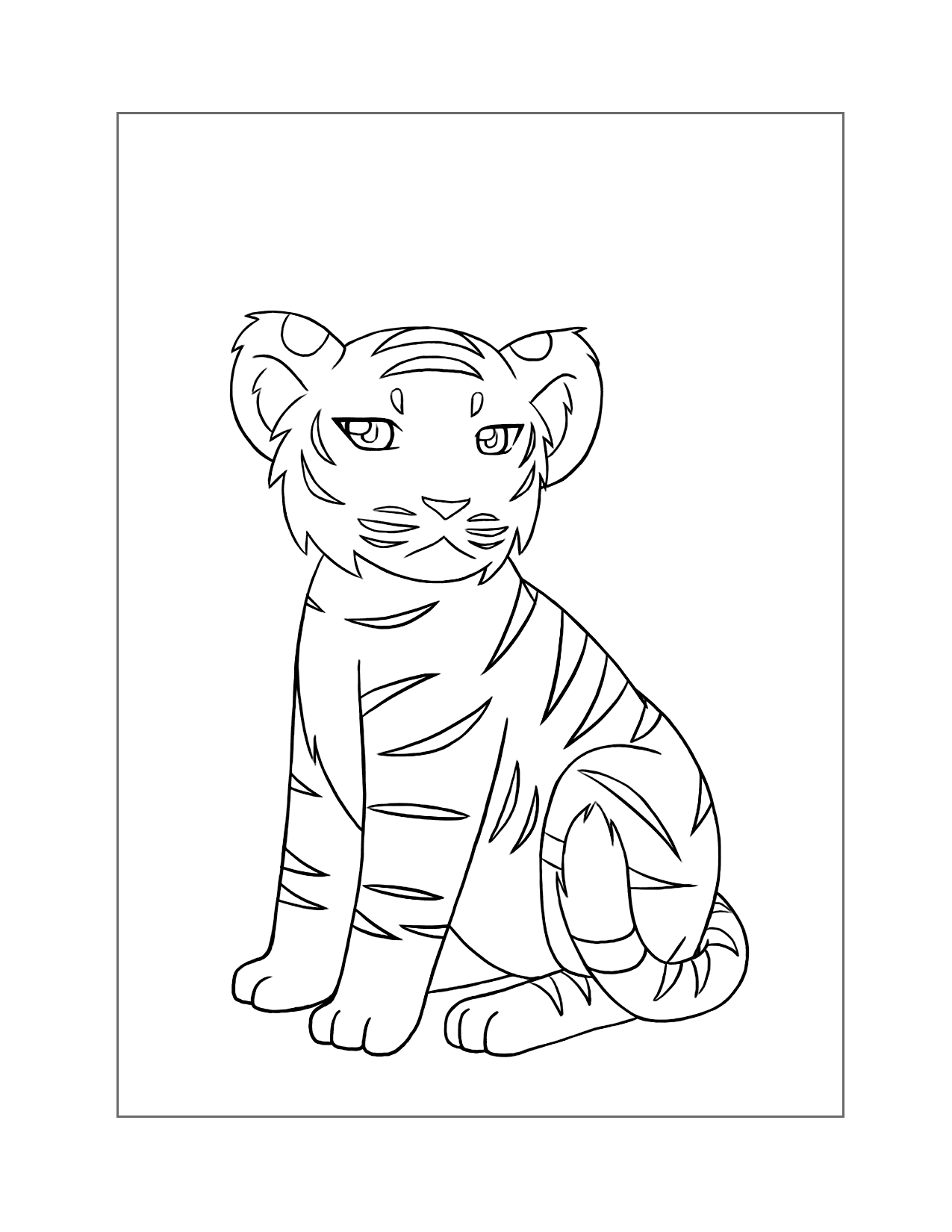 Pretty Young Tiger Coloring Page