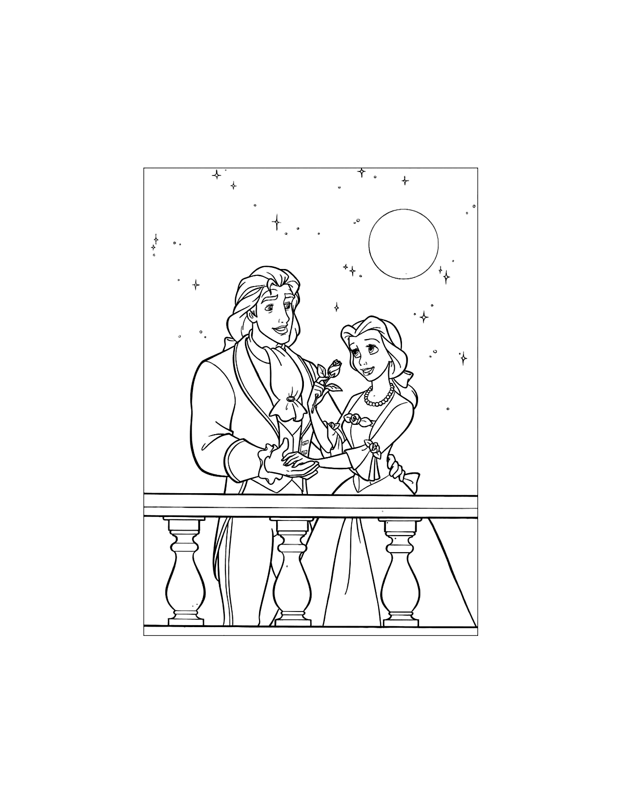 Prince Adam And Belle Coloring Page