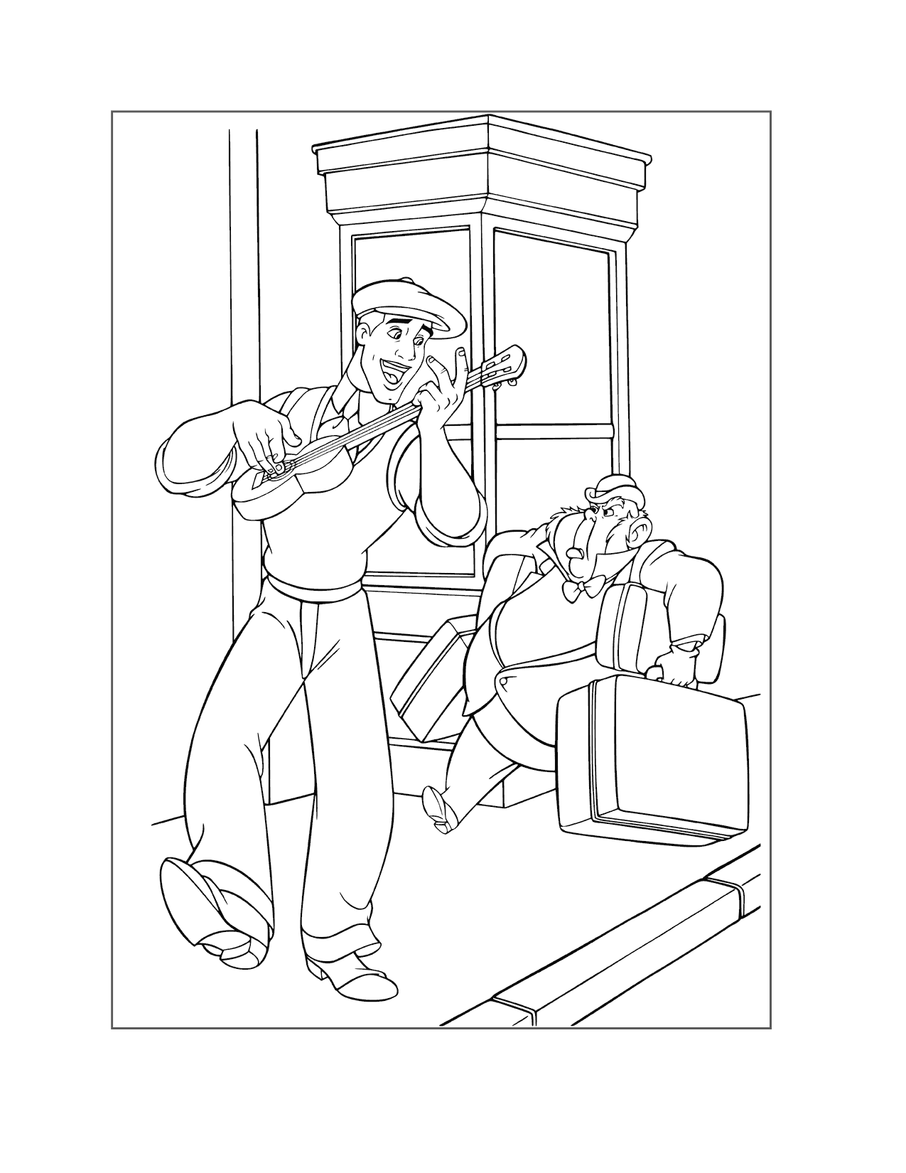 Prince Naveen Plays The Ukulele Coloring Page