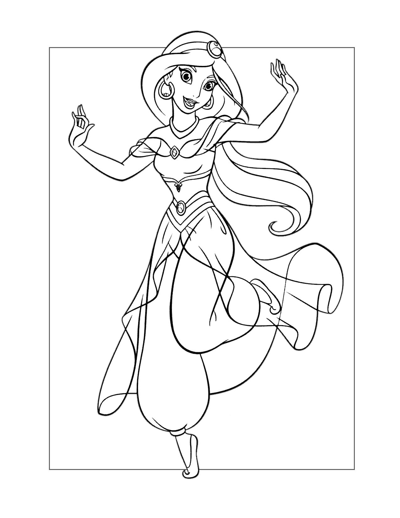 Princess Jasmine Dancing Coloring Page