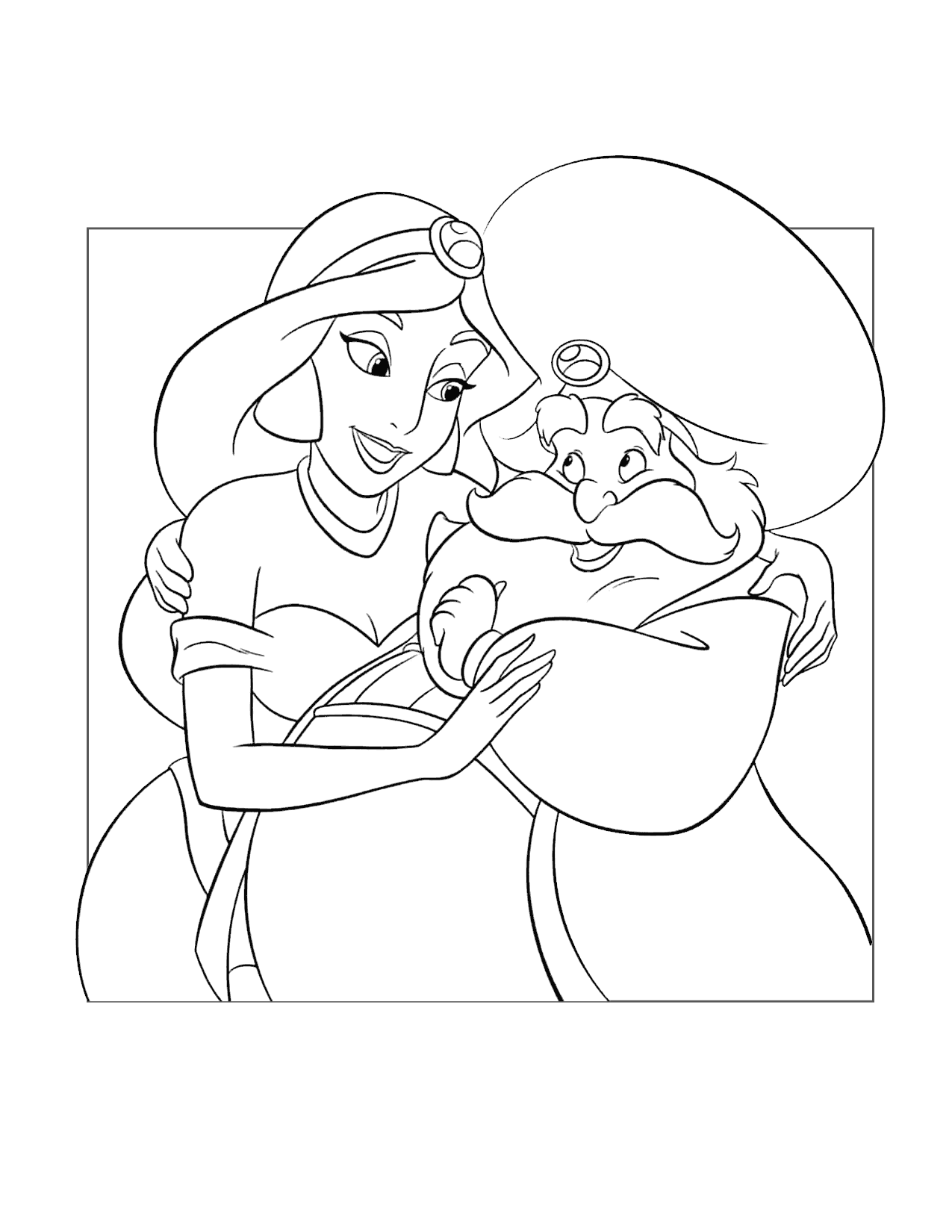 Princess Jasmine Loves Her Father Coloring Page