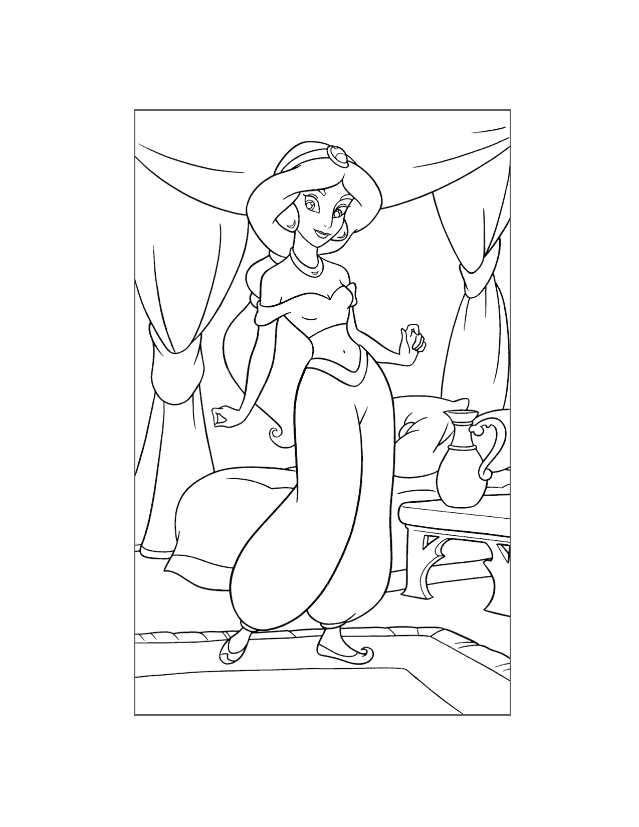 Princess Jasmine In The Palace Coloring Page