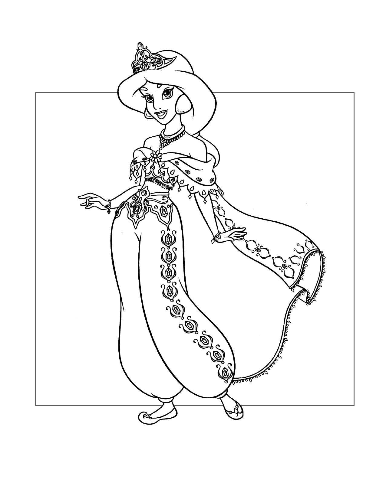 Princess Jasmines Gorgeous Outfit Coloring Page