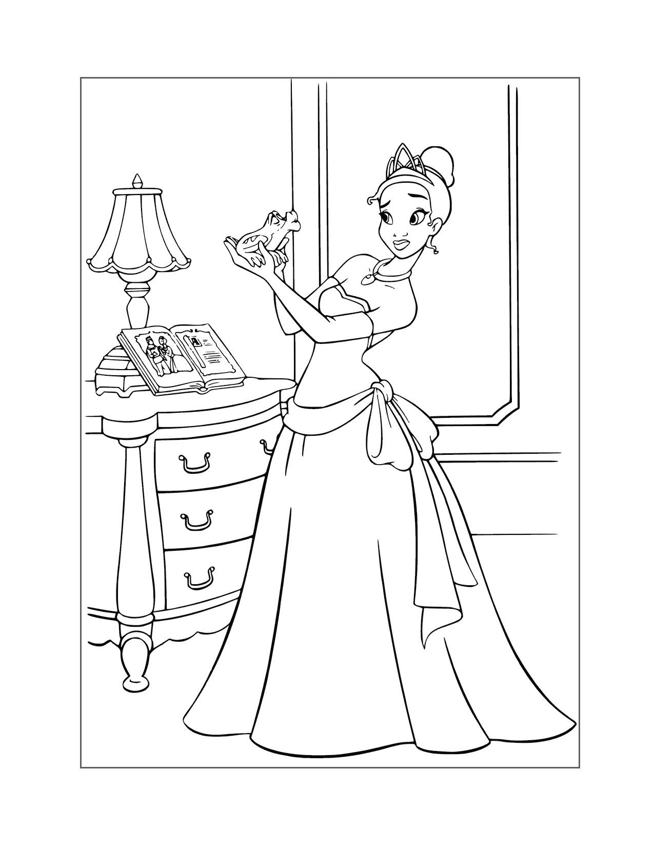 Princess Tiana Isnt Convinced Coloring Page