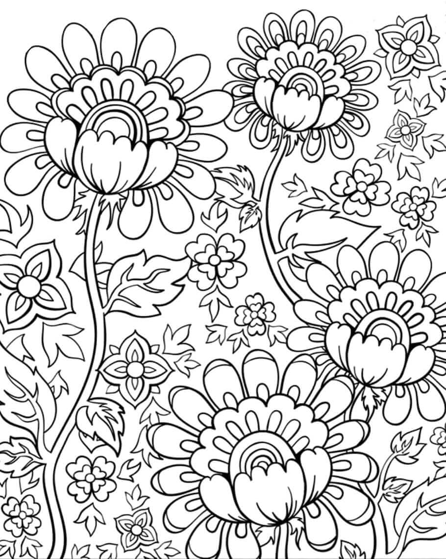 Print Flower Coloring Page for Adults