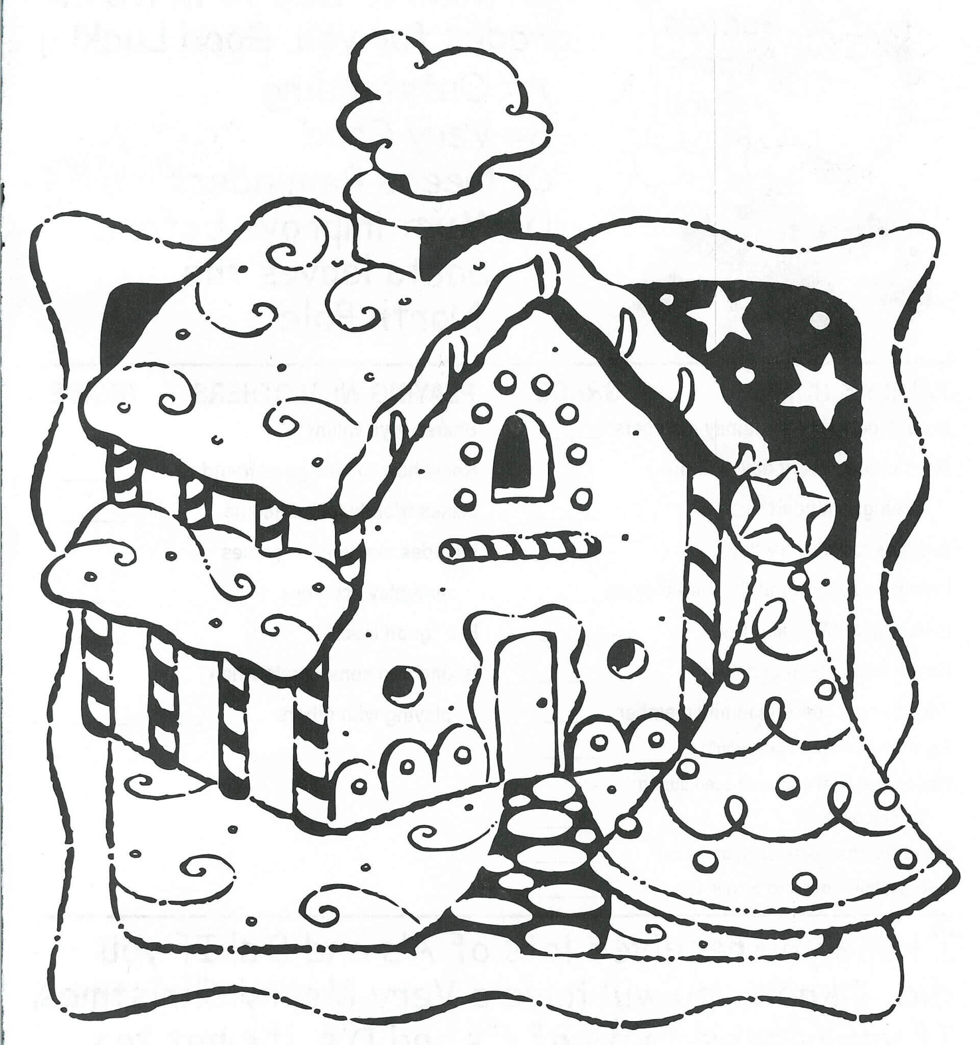Print Gingerbread House Coloring Page