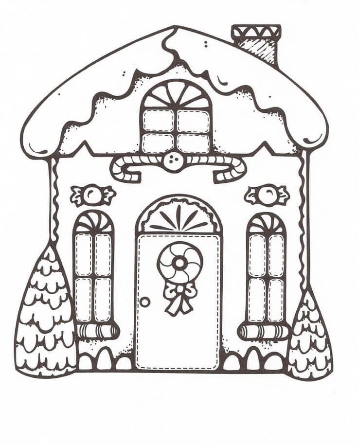 Print Gingerbread House Coloring Pages