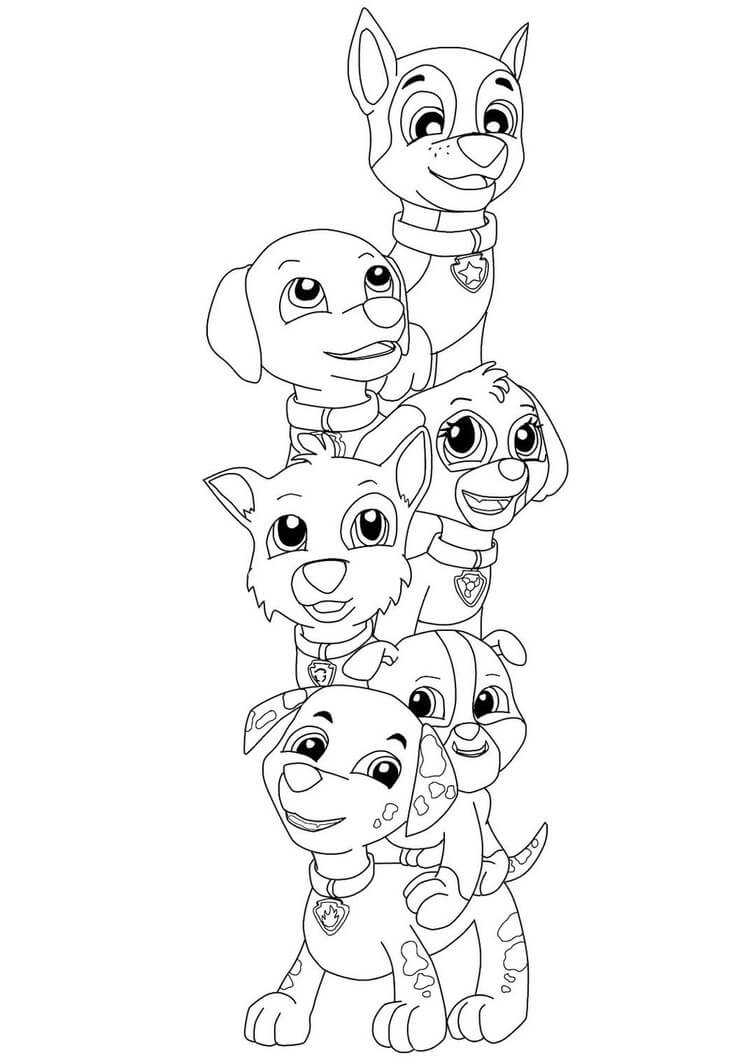 Print Paw Patrol Characters Coloring Page