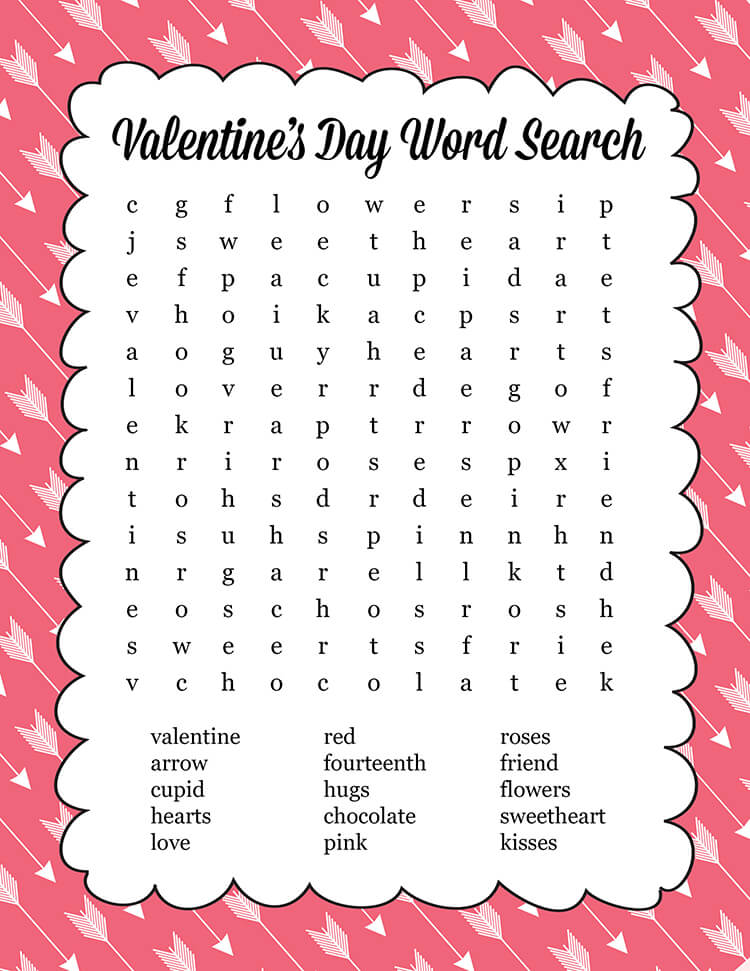Print Valentine Word Search Puzzle