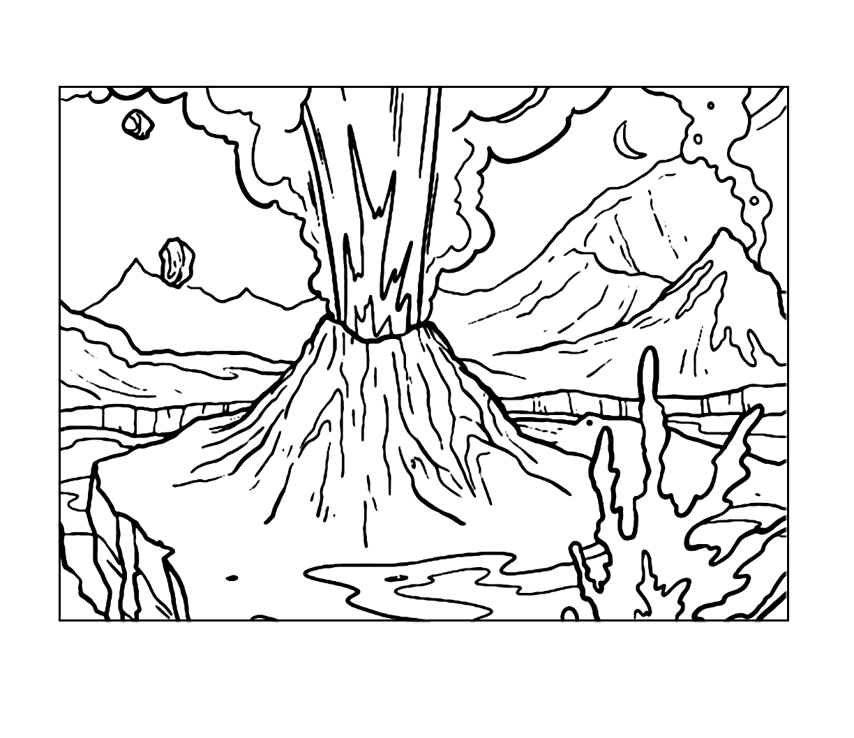 Print Volcano Coloring Pages