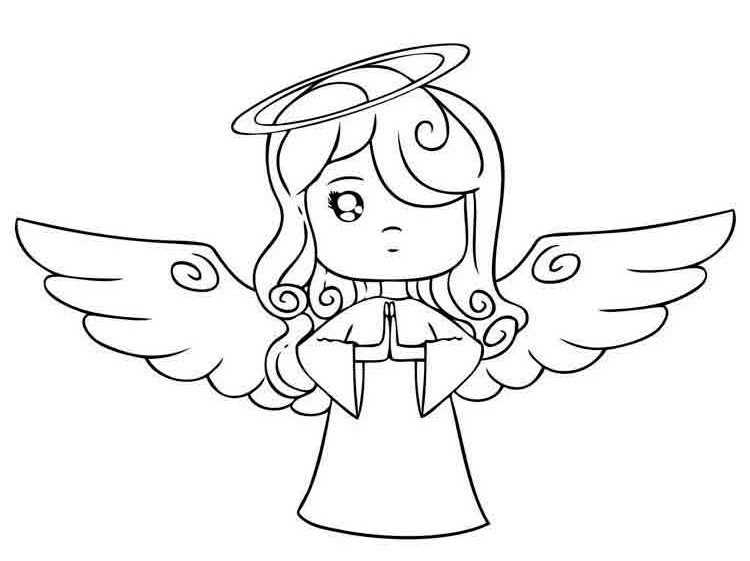Printable Cartoon Angel Coloring Page