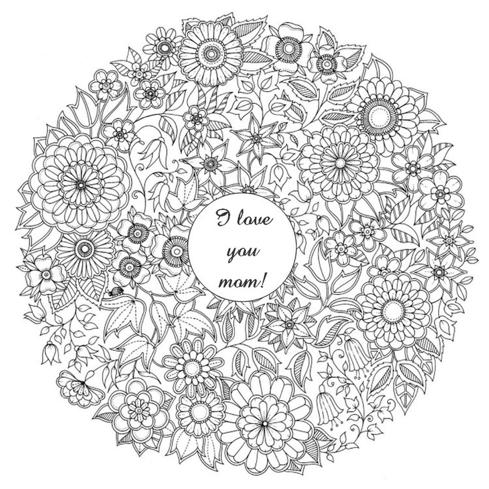 Printable Detailed Mothers Day Coloring Page