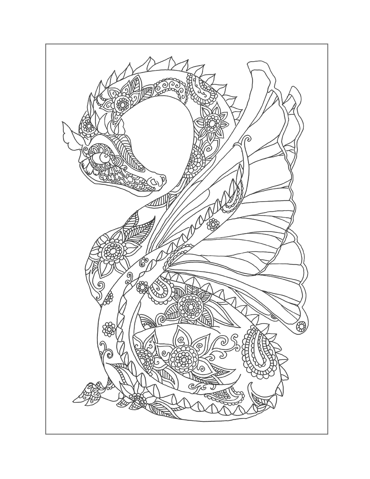 Printable Dragon Coloring Pages For Adults