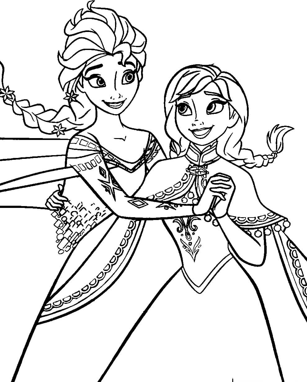 Printable Elsa and Anna Disney Coloring Pages