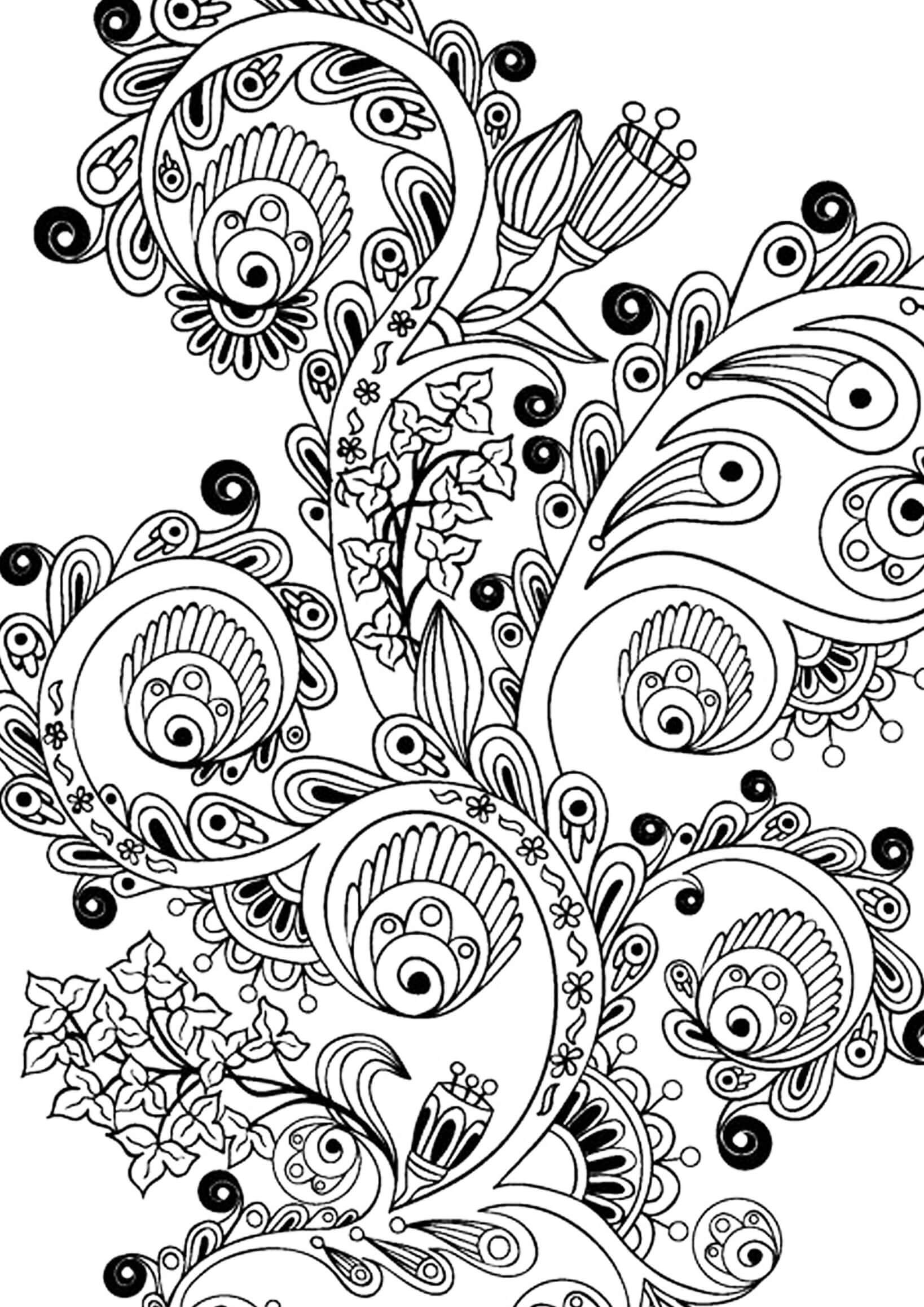 Printable Flower Design for Adult Coloring