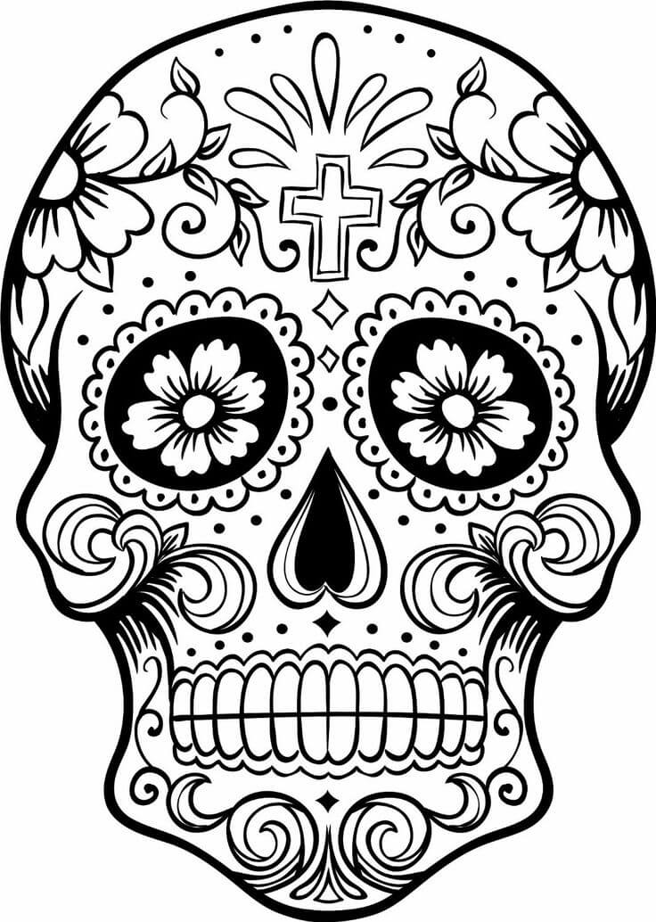 Printable Sugar Skull Coloring Page