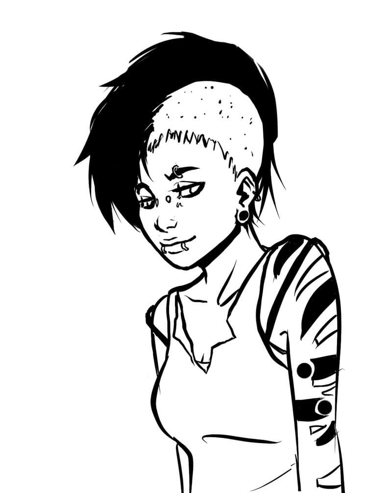 Punk Chick Cool Coloring Pages