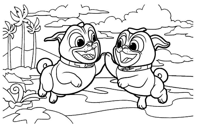 Puppy Dog Pals High Five Coloring Page