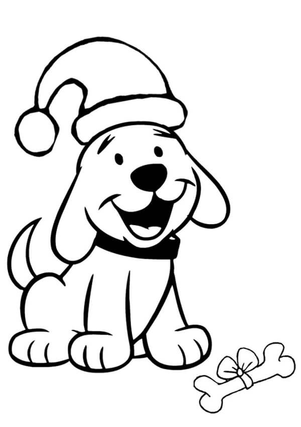 Puppy For Christmas Coloring Page For Preschoolers
