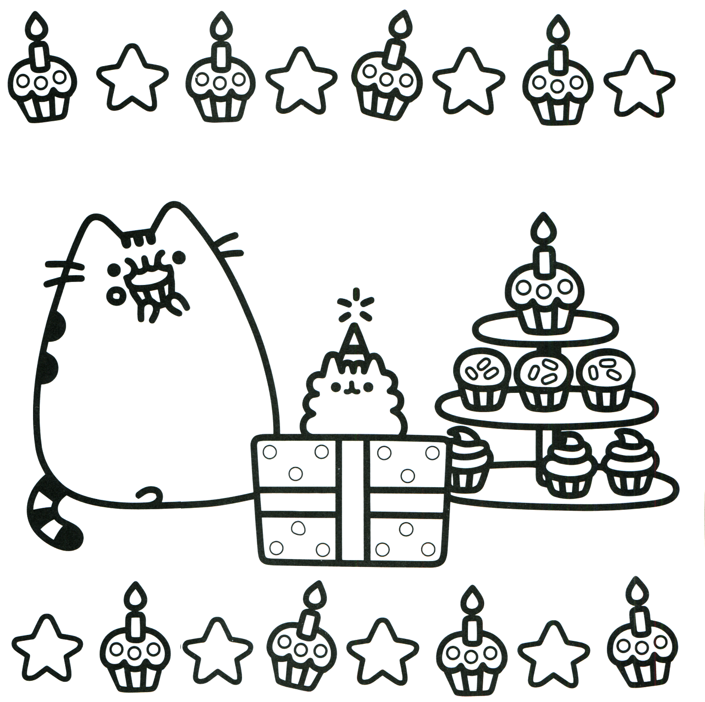 Pusheen Birthday Party Coloring Pages