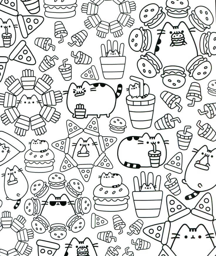 Pusheen Burger Coloring Pages