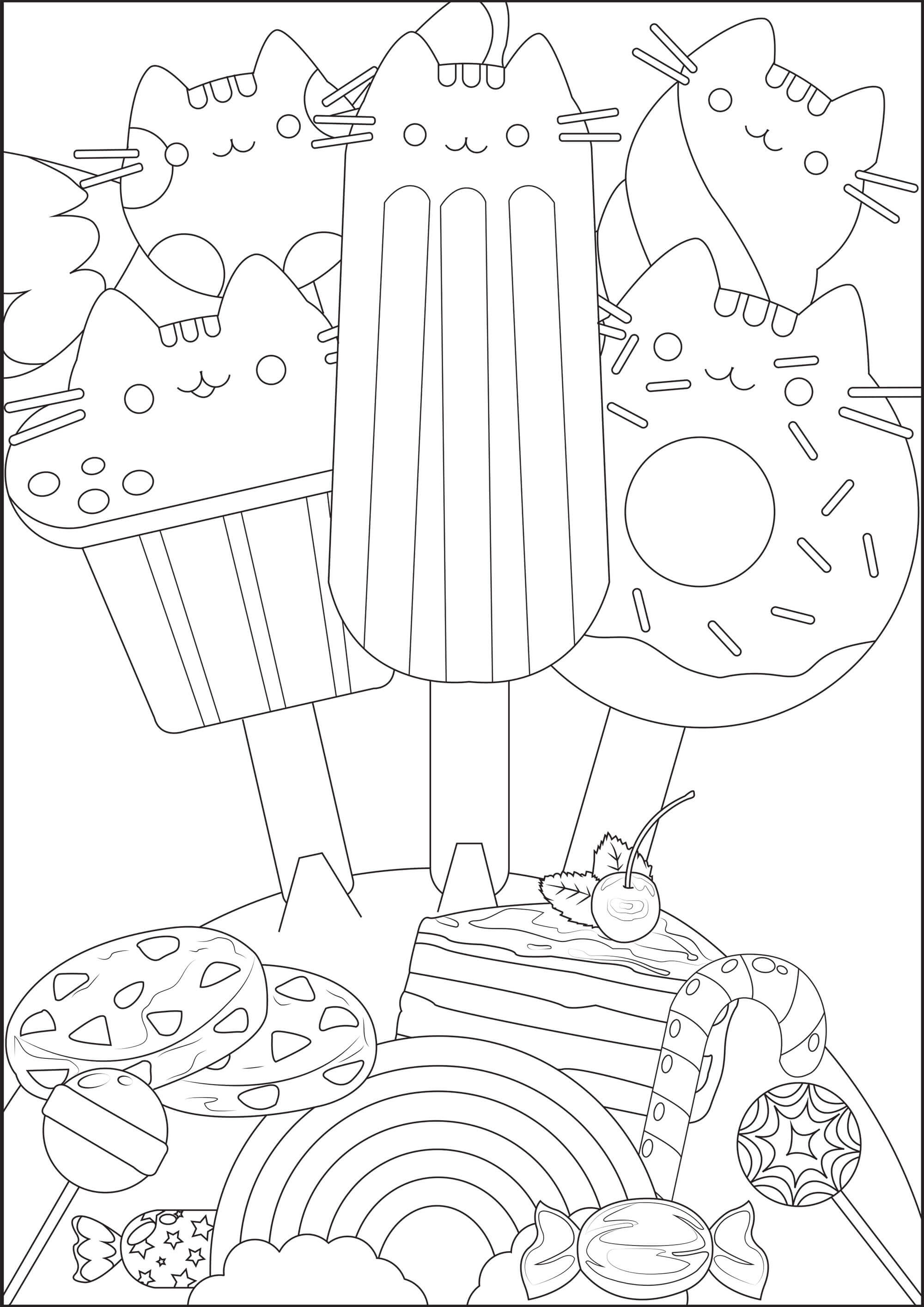 Pusheen Ice Cream Bar Coloring Page