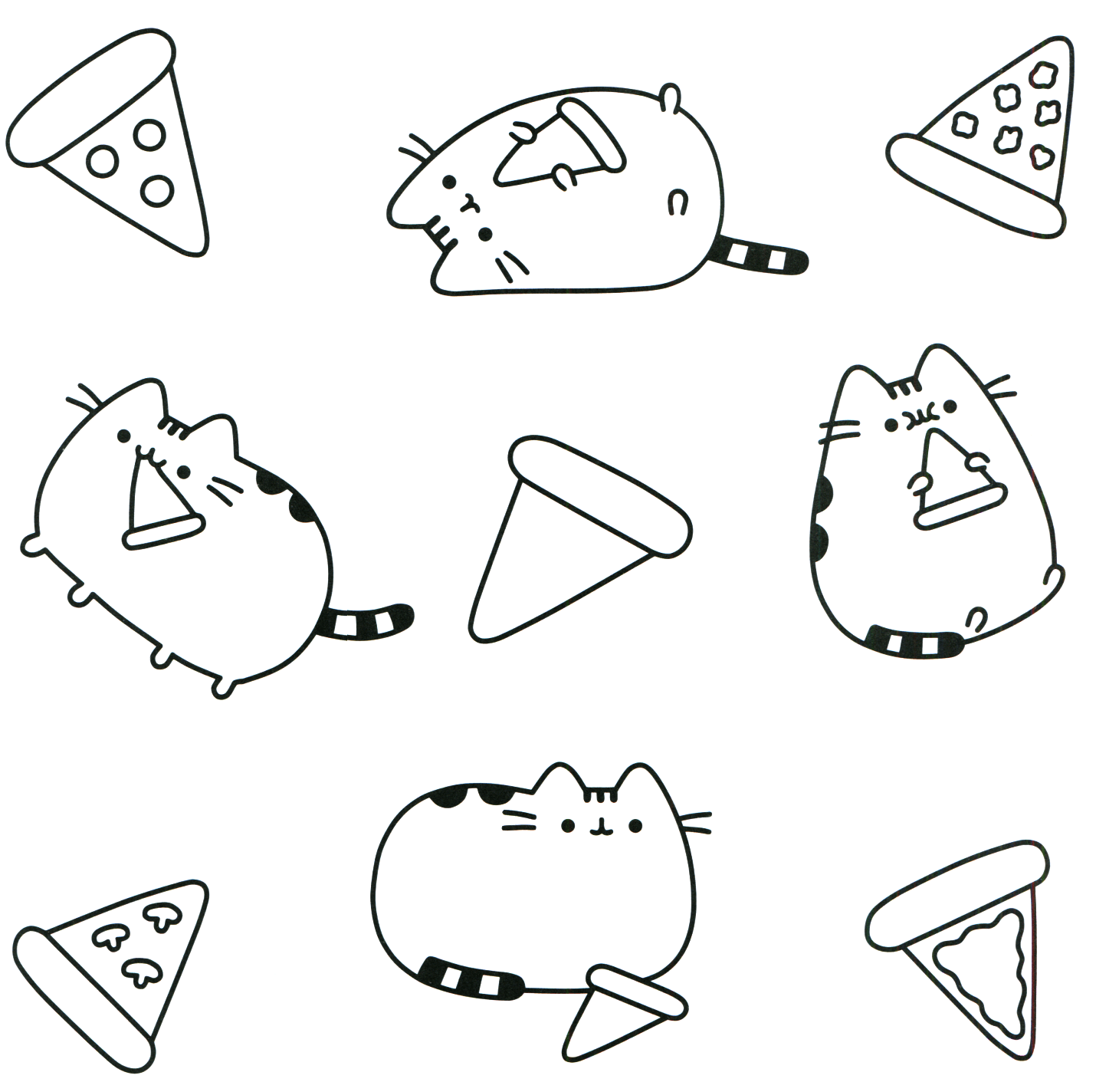 Pusheen Pizza Coloring Pages