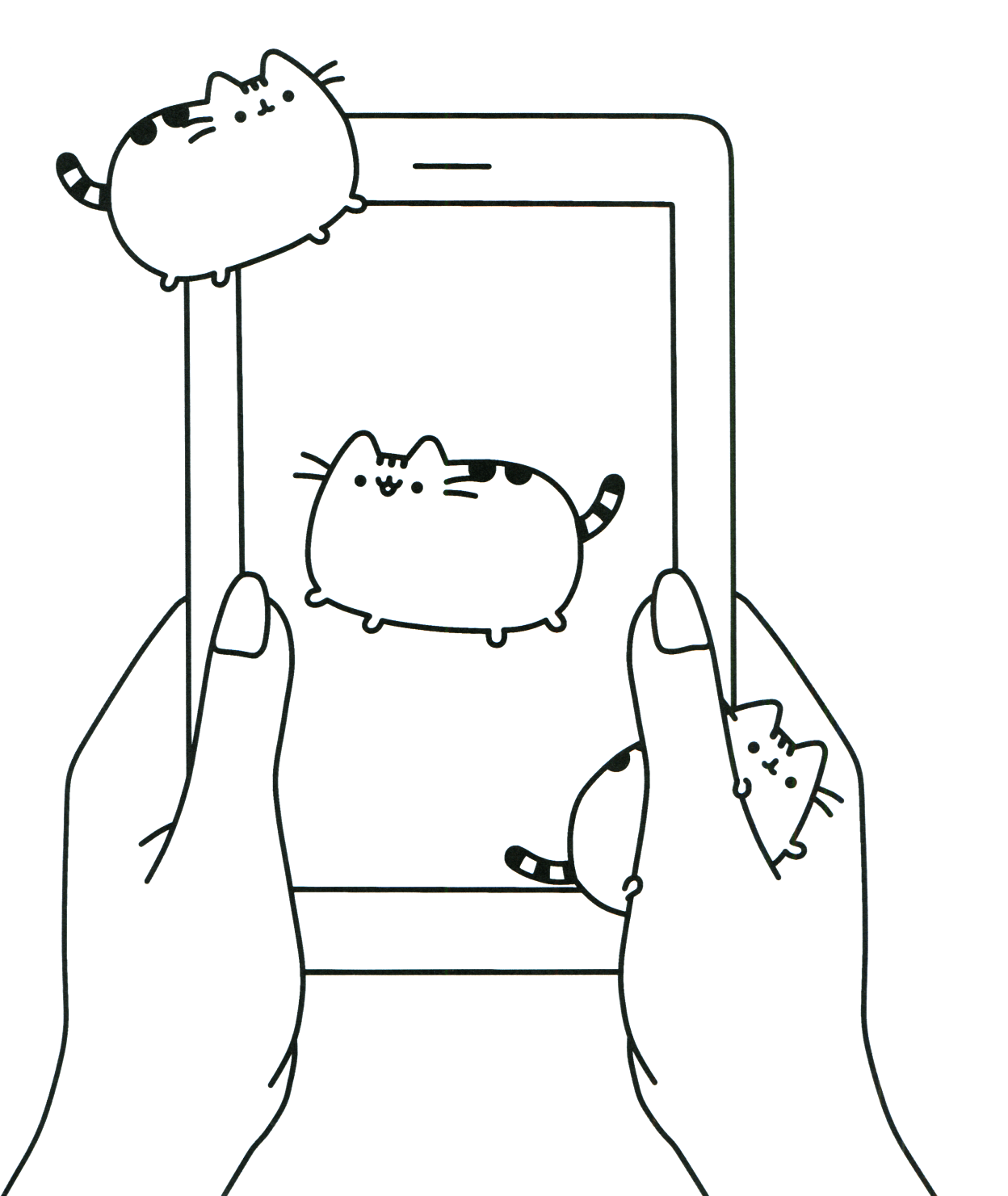 Pusheen Tablet Coloring Page