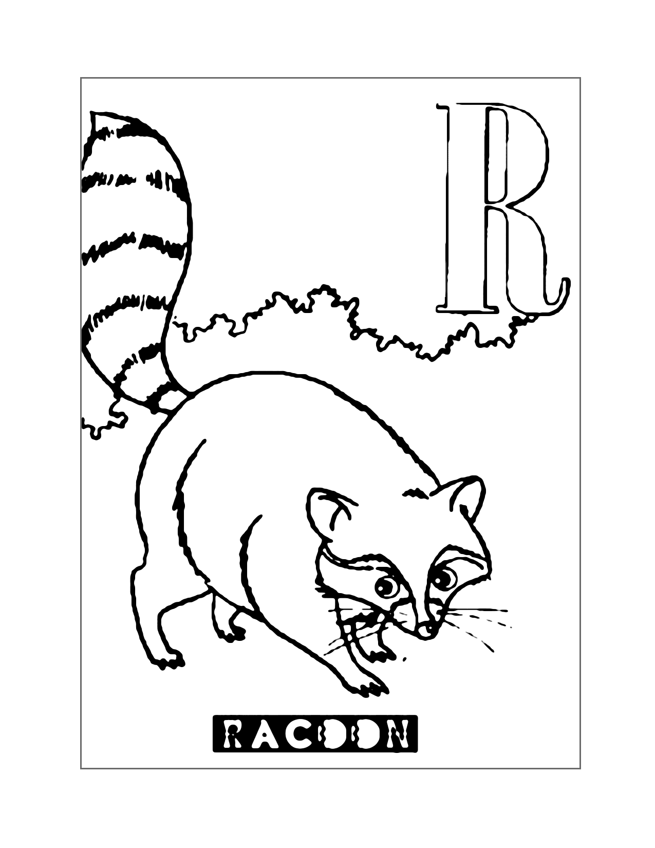 R For Raccoon Coloring Sheet