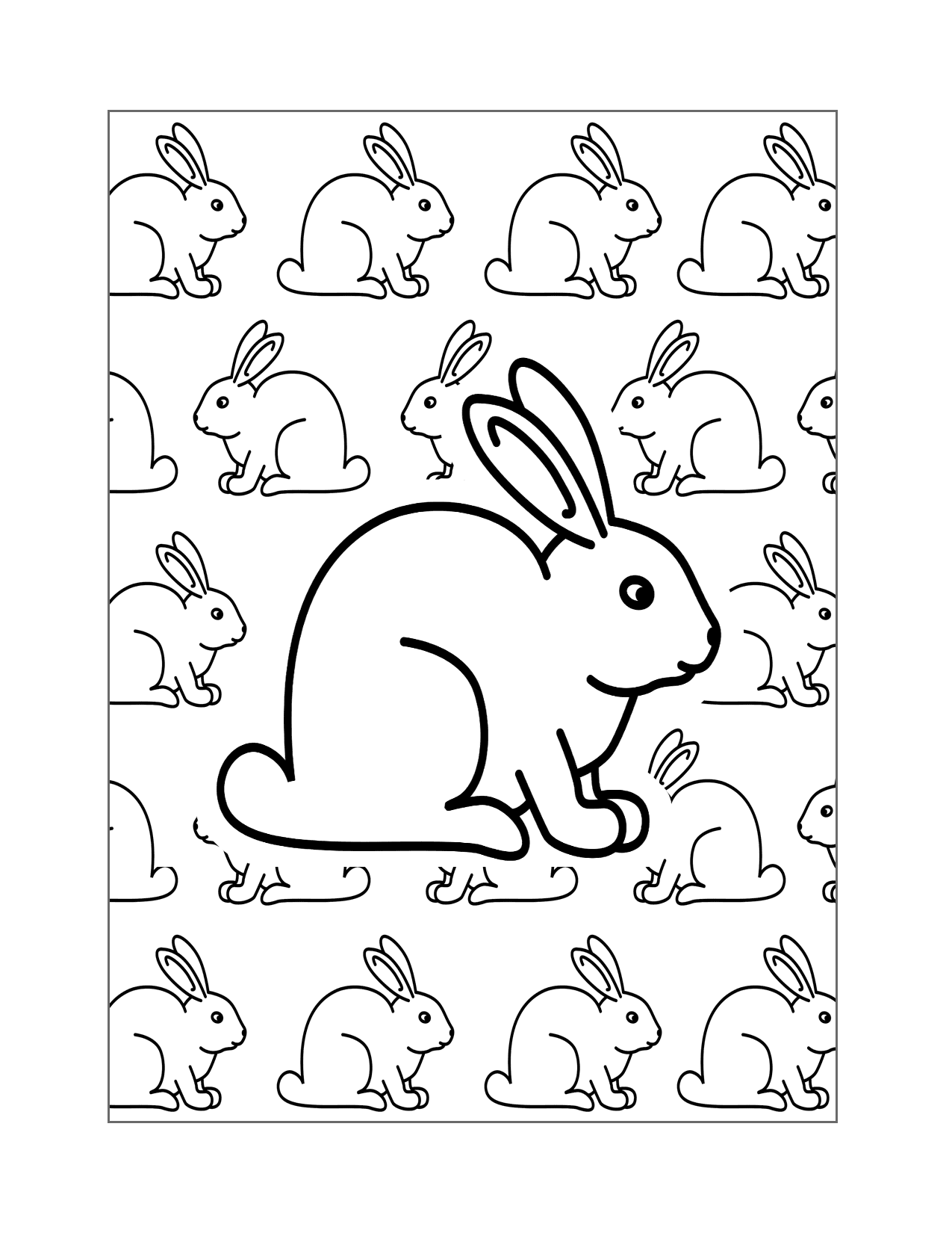 Rabbit Pattern Coloring Page