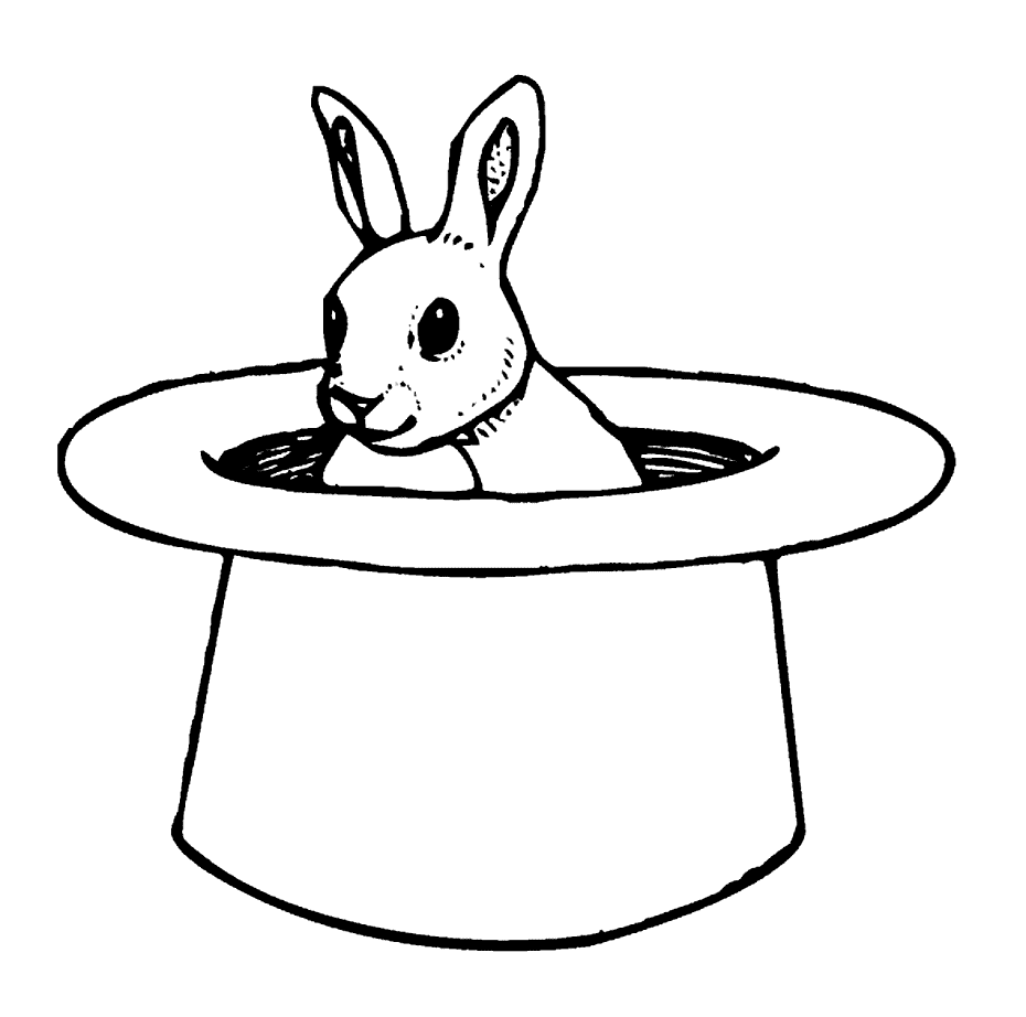 Rabbit In Magicians Hat Coloring Page