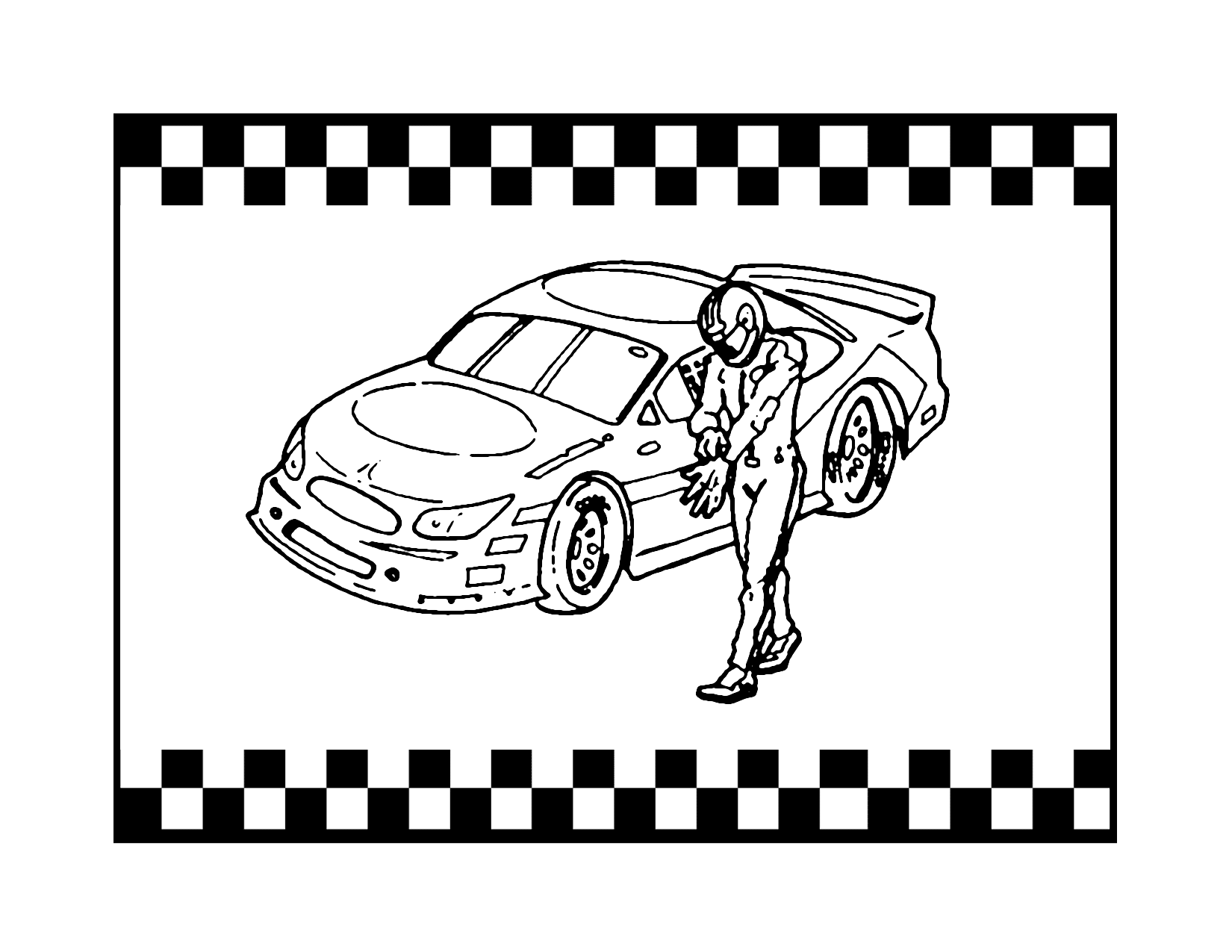 Race Car And Driver Coloring Page
