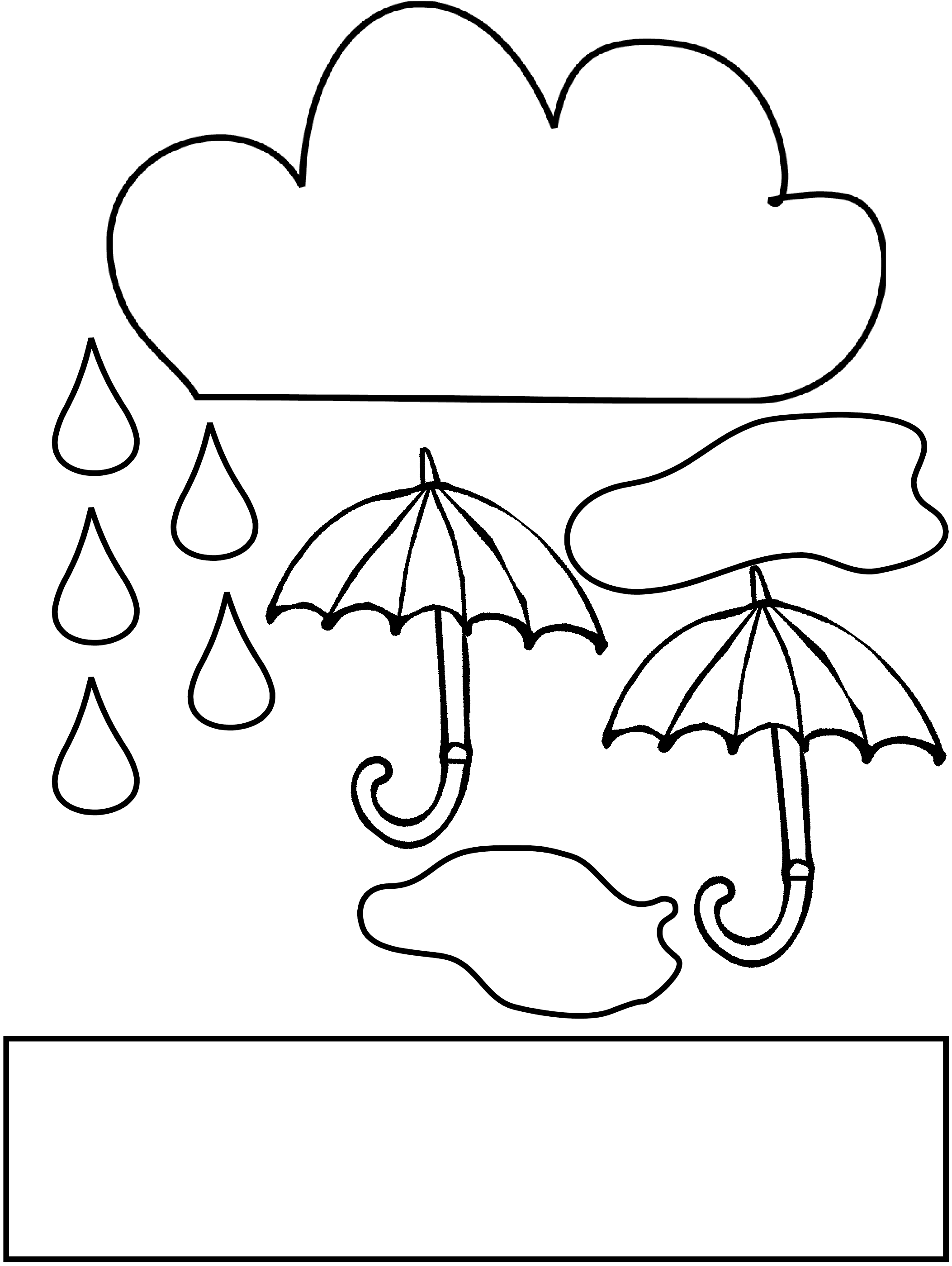 Rain Clouds And Umbrellas Coloring Page