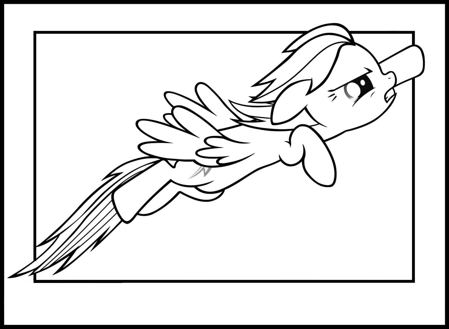 Rainbow Dash Flying Fast Coloring Page