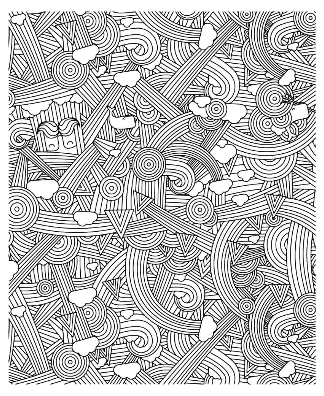 Rainbow Pattern Coloring Pages Hard