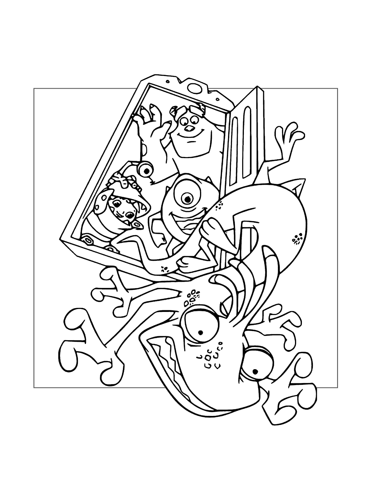 Randall Falling Through A Door Monsters Inc Coloring Page