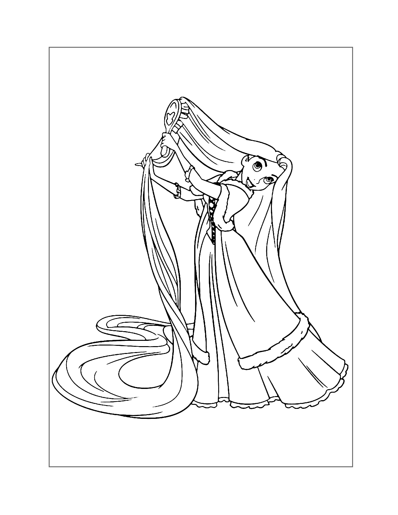 Rapunzel Brushing Her Hair Coloring Page