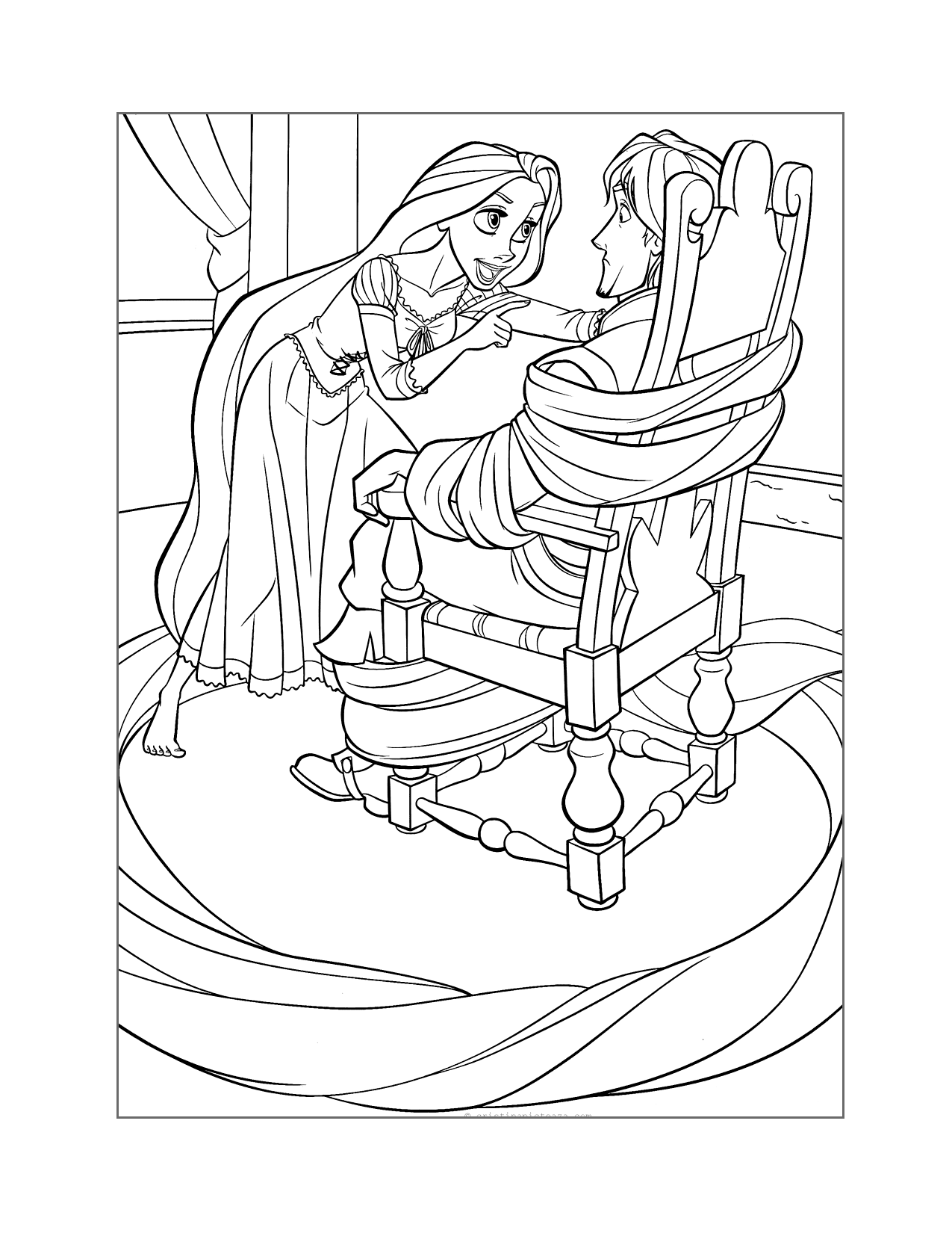 Rapunzel Captures Flynn Coloring Page