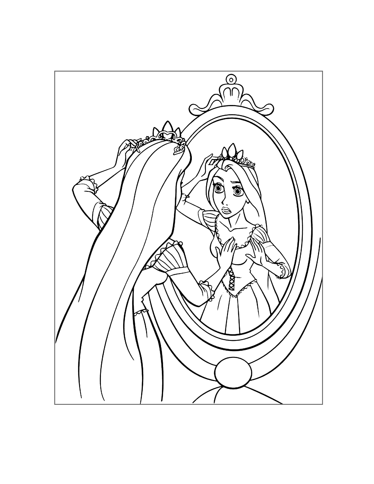 Rapunzel Finds Her Crown Coloring Page