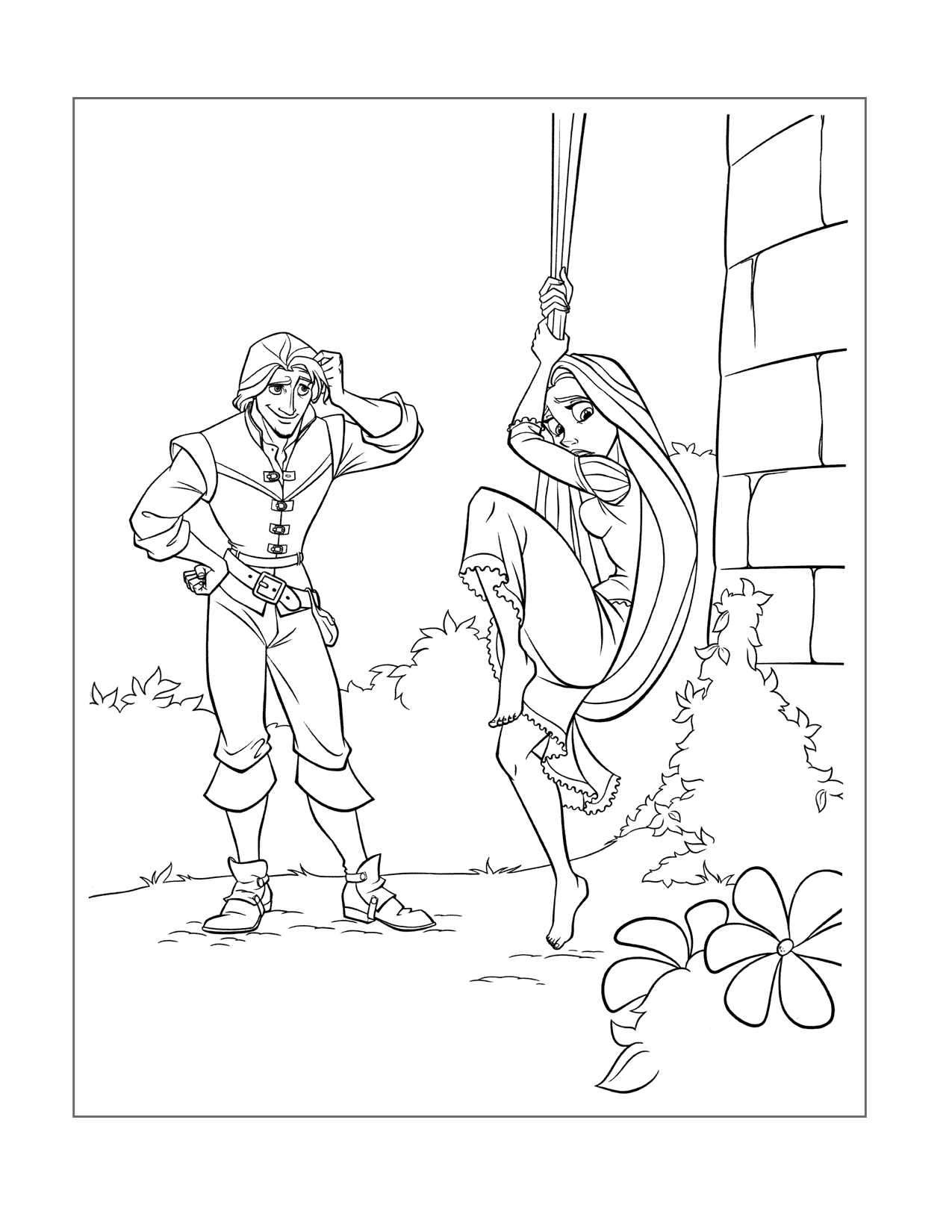 Rapunzel Goes Outside Coloring Page