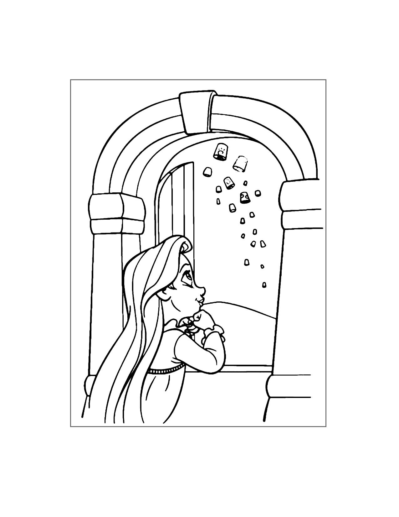 Rapunzel Has Always Watched The Lanterns Coloring Page