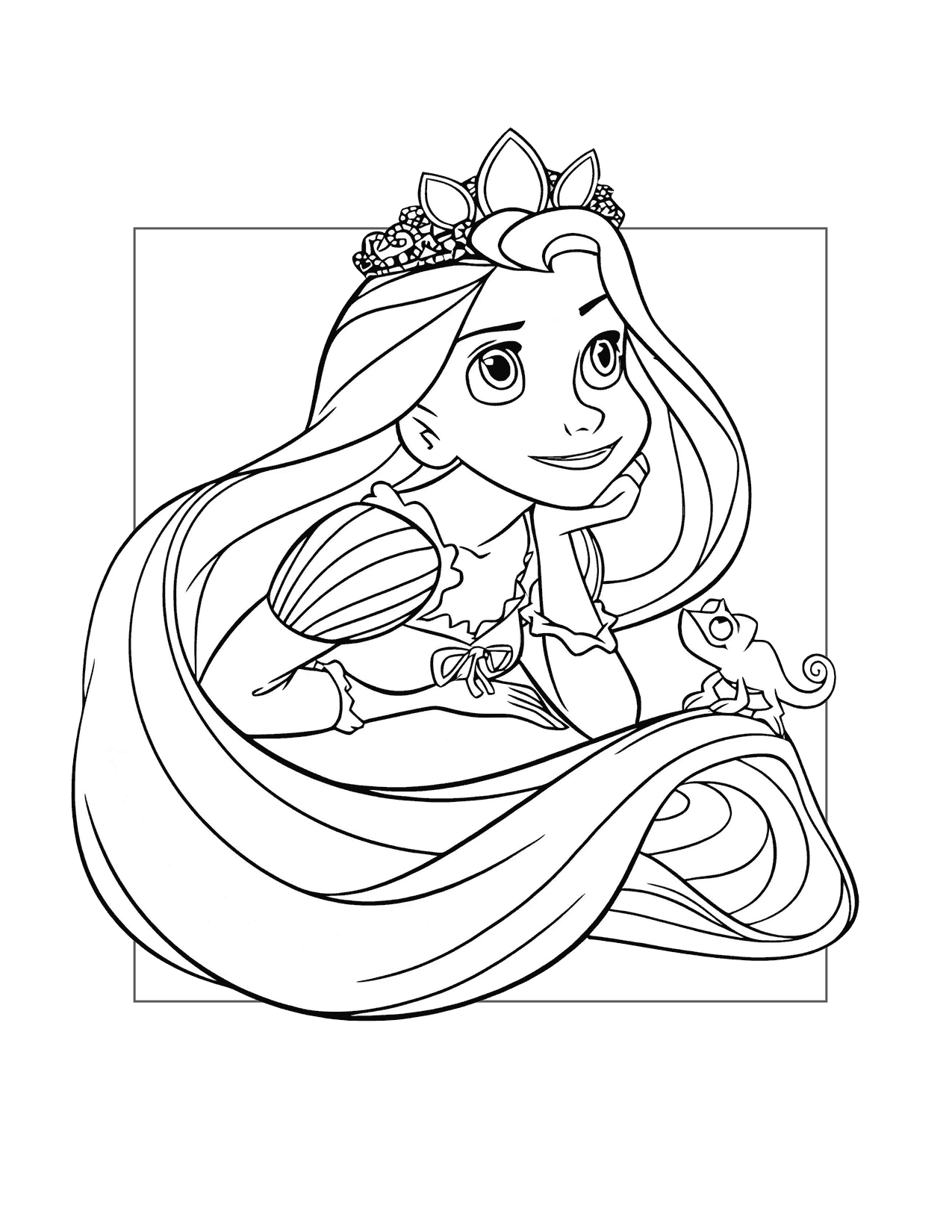 Rapunzel Is Daydreaming Coloring Page