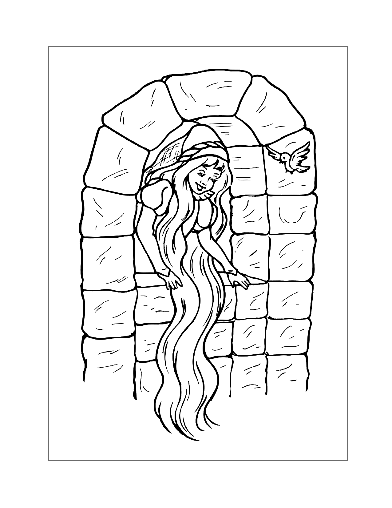Rapunzel Letting Down Her Hair Coloring Page