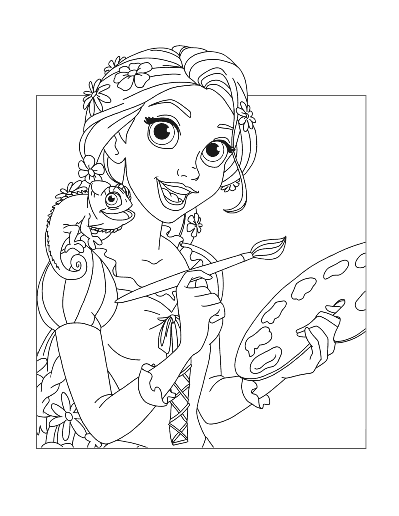 Rapunzel Likes To Paint Tangled Coloring Page