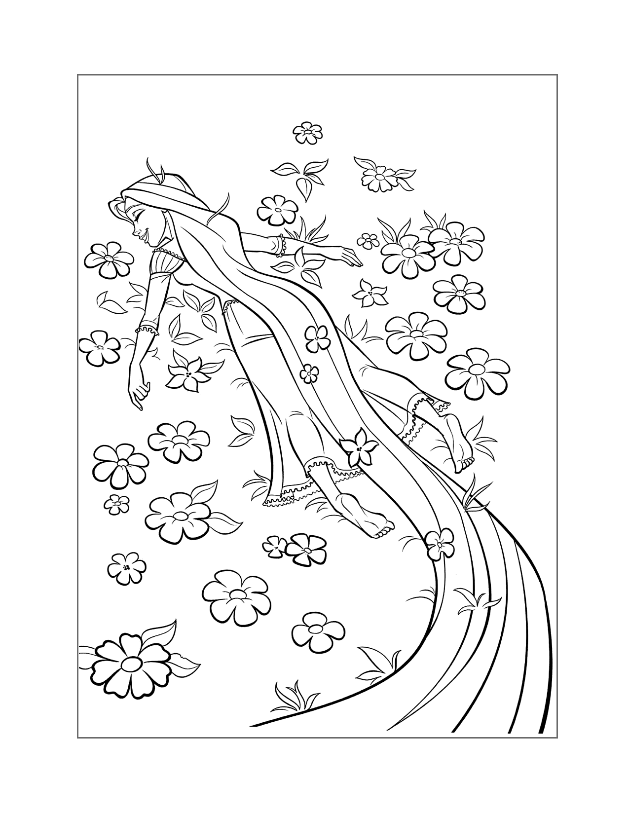 Rapunzel Loves Being Outside Coloring Page