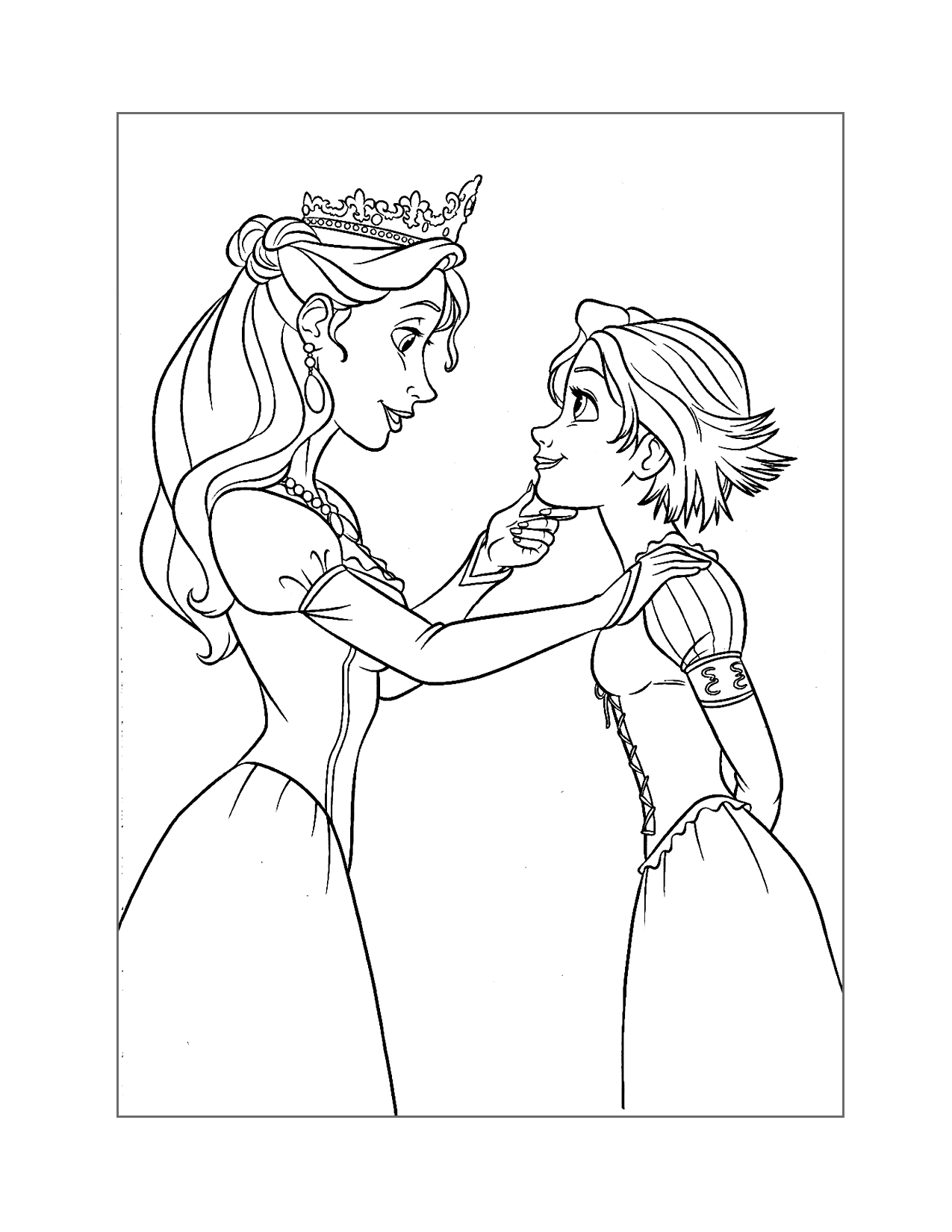 Rapunzel Meets Queen Arianna Coloring Page