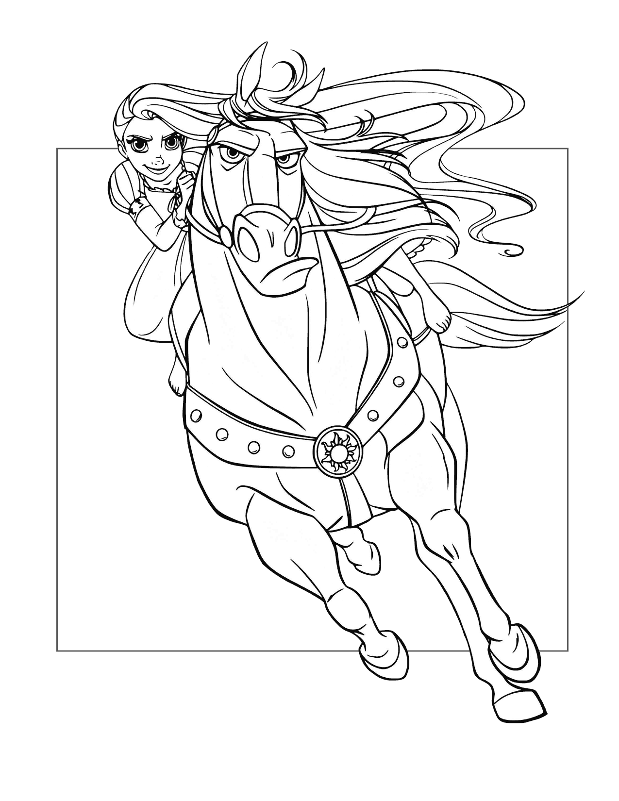 Rapunzel And Maximus Ride Coloring Page