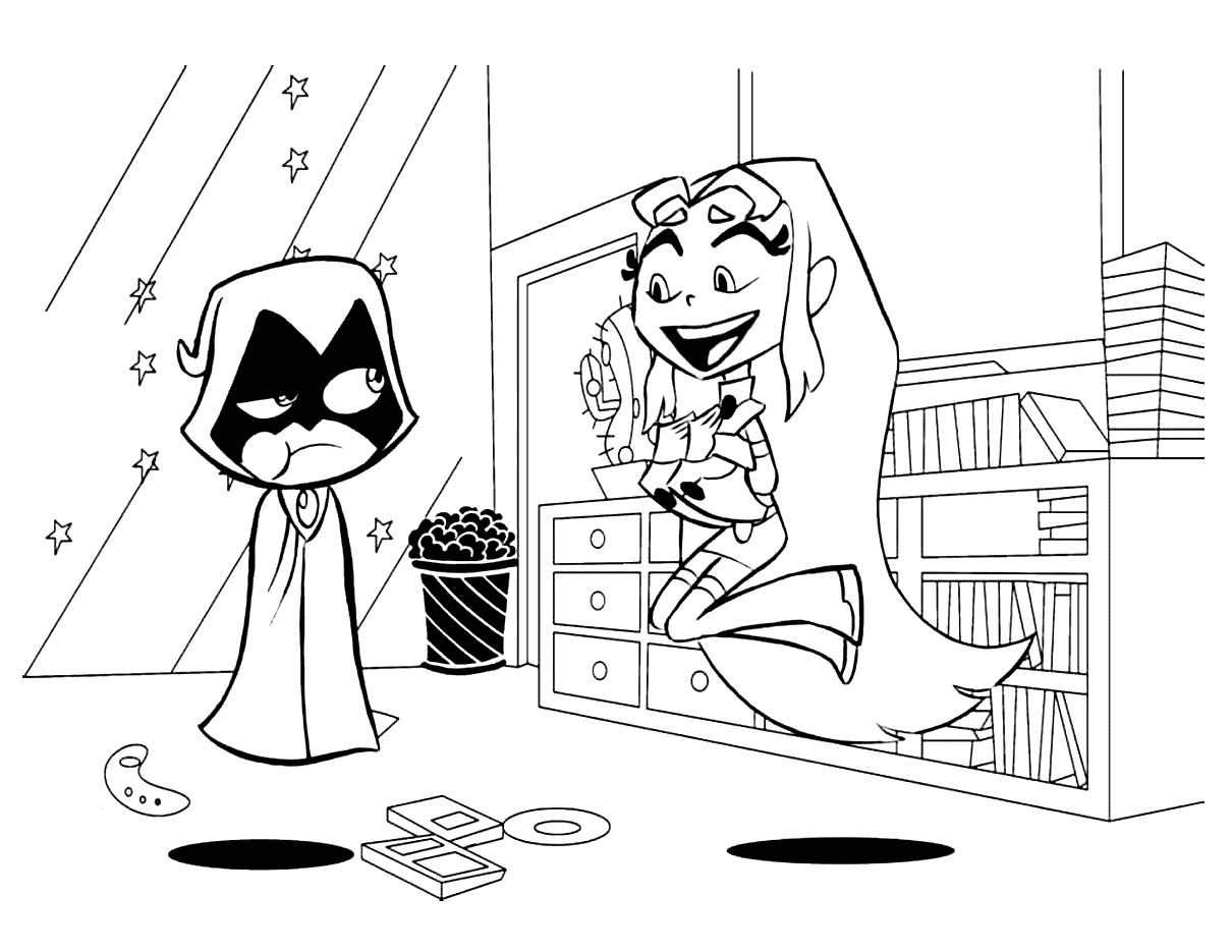 Raven And Star Fire Teen Titans Coloring Page