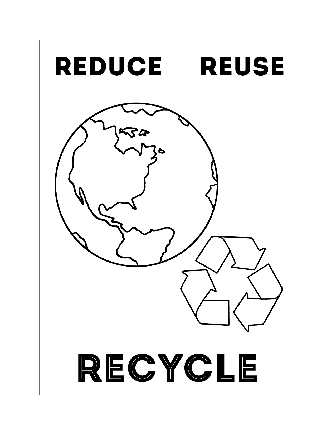 Recycle Earth Coloring Sheet